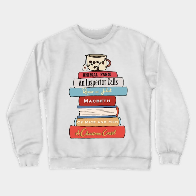 English Literature book stack Crewneck Sweatshirt by bookloversclub